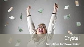  Presentation with powerful - PPT theme enhanced with powerful woman gaining money background and a gray colored foreground