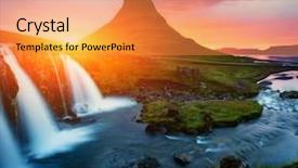  Presentation with volcano - Colorful slide set enhanced with powerfull - kirkjufell volcano the coast backdrop and a gold colored foreground