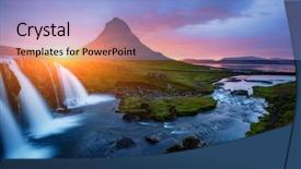  Presentation with volcano - Theme enhanced with powerfull - kirkjufell volcano the coast background and a light blue colored foreground