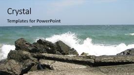  Presentation with crash - Colorful presentation theme enhanced with powerfull - water crash on rocks backdrop and a light blue colored foreground