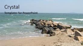  Presentation with crash - Amazing slide set having powerfull - water crash on rocks backdrop and a light blue colored foreground