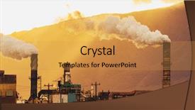  Presentation with power plant - Slides consisting of powerplant - dirty power plant polluting carbon background and a gold colored foreground