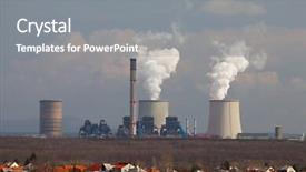  Presentation with power plant - Amazing theme having powerplant - power plant with cooling towers backdrop and a gray colored foreground