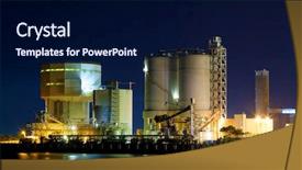  Presentation with thermal power station boiler - Slide deck featuring powerplant - power station at night background and a navy blue colored foreground