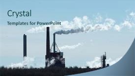  Presentation with smoking - Colorful slide set enhanced with powerplant - smoking industrial facility in winter backdrop and a light blue colored foreground