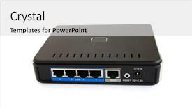  Presentation with broadband - Theme featuring powerplug download - wired network broadband router isolated background and a  colored foreground