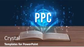  Presentation with digital book - Amazing presentation theme having ppc-inscription-coming-out backdrop and a tawny brown colored foreground