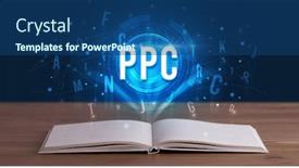  Presentation with digital book - Beautiful PPT theme featuring ppc-inscription-coming-out backdrop and a ocean colored foreground