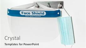  Presentation with corona virus - PPT theme featuring ppe-supplies-face-shield-direct background and a white colored foreground