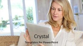  Presentation with electronic - Slide set consisting of ppt - beautiful mature woman using electronic background and a mint green colored foreground