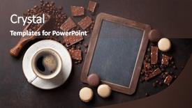  Presentation with coffee chocolate - Audience pleasing PPT layouts consisting of ppt - coffee cup beans macaroons backdrop and a tawny brown colored foreground