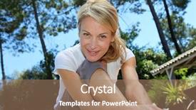  Presentation with physical fitness old age - Audience pleasing PPT theme consisting of ppt - middle-aged woman doing fitness exercises backdrop and a coral colored foreground