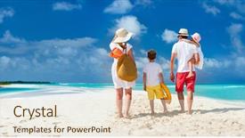  Presentation with happy korean kids - Beautiful slide deck featuring ppt - panorama of a happy family backdrop and a sky blue colored foreground