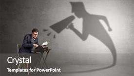  Presentation with yelling - PPT theme featuring pr - hard working businessman shadow yelling background and a gray colored foreground
