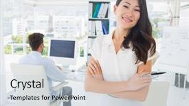  Presentation with artistic artist art brush - Beautiful presentation featuring pr - portrait of a casual female backdrop and a  colored foreground