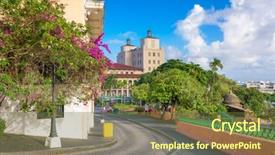  Presentation with san juan puerto rico - PPT theme with pr - san juan puerto rico streets background and a tawny brown colored foreground