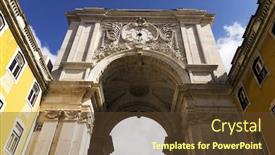  Presentation with europe - PPT layouts with praca-do-comercio-in-downtown background and a tawny brown colored foreground