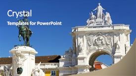  Presentation with square - Audience pleasing presentation theme consisting of praca do comercio in lisbon backdrop and a ocean colored foreground