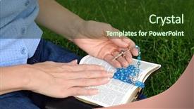  Presentation with rosary - Presentation theme enhanced with practical christianity - hands with rosary on bible background and a tawny brown colored foreground