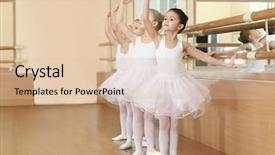  Presentation with ballet - Audience pleasing PPT theme consisting of practice - group of little ballerinas practicing backdrop and a lemonade colored foreground