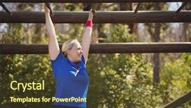  Presentation with obstacle course - Slides enhanced with practice frame - determined woman exercising on monkey background and a  colored foreground