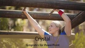  Presentation with obstacle course - Theme enhanced with practice frame - determined woman exercising on monkey background and a  colored foreground