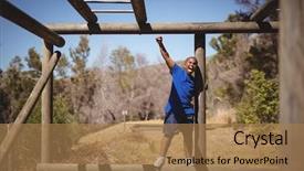 Presentation with obstacle course - Slides featuring practice frame - happy boy cheering on monkey background and a coral colored foreground
