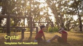  Presentation with kids exercise - PPT theme having practice frame - kids performing stretching exercise background and a  colored foreground