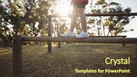  Presentation with obstacle course - Audience pleasing PPT theme consisting of practice frame - low section of kid walking backdrop and a tawny brown colored foreground