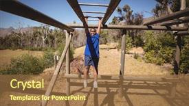  Presentation with obstacle course - Cool new presentation with practice frame - portrait of happy boy exercising backdrop and a coral colored foreground