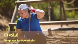  Presentation with boot camp - Presentation design having practice frame - woman wearing cap in boot background and a  colored foreground