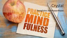  Presentation with mindfulness - PPT theme consisting of practice mindfulness - motto or resolution background and a coral colored foreground