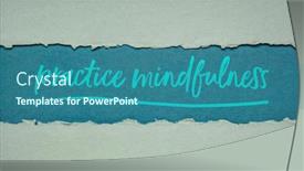 Presentation with mindfulness - Colorful presentation design enhanced with practice-mindfulness-inspirational-handwriting backdrop and a ocean colored foreground