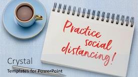  Presentation with infection control - PPT theme with practice-social-distancing-advice background and a light blue colored foreground