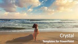  Presentation with surya - Colorful presentation design enhanced with practices ashtanga vinyasa yoga surya backdrop and a coral colored foreground