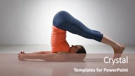  Presentation with sporty - Presentation theme consisting of practices yoga asana halasana - plow background and a coral colored foreground