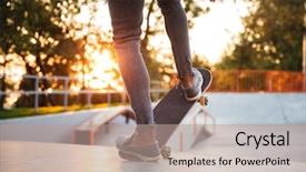  Presentation with park - Slide set enhanced with practicing at the skate park background and a coral colored foreground