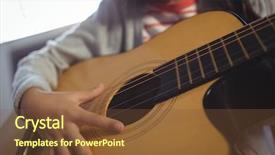  Presentation with guitar class - Theme enhanced with elementary human body - mid section of girl practicing background and a tawny brown colored foreground