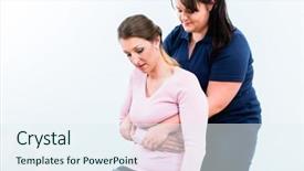  Presentation with first aid - Slides enhanced with practicing rescue of accident victim background and a sky blue colored foreground