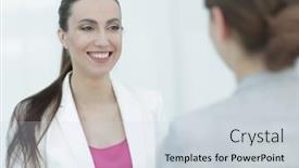  Presentation with lawyer client - Presentation theme having practicing woman lawyer listens to the client background and a sky blue colored foreground