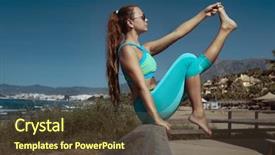 Presentation with yoga - Presentation theme having practicing yoga and stretching leg background and a tawny brown colored foreground