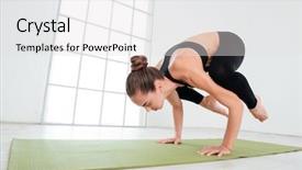  Presentation with advanced - Presentation theme enhanced with practicing yoga on green background and a light gray colored foreground