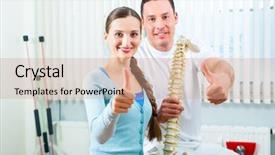  Presentation with physiotherapist - Audience pleasing PPT theme consisting of practise after a successfully treatment backdrop and a coral colored foreground