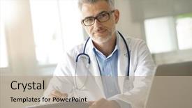  Presentation with doctor office - Theme consisting of practitioner - doctor in office working background and a mint green colored foreground