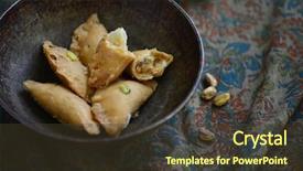  Presentation with old india - Colorful presentation design enhanced with uttar pradesh - nuts and khoya stuffed 'gujhiya' backdrop and a tawny brown colored foreground