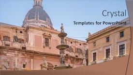  Presentation with church - Slides enhanced with praetorian-fountain-and-santa-caterina background and a light blue colored foreground