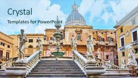  Presentation with shame - Presentation theme consisting of praetorian fountain by francesco camilliani background and a light blue colored foreground