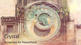  Presentation with prague astronomical clock - Slide deck having prague astronomical clock orloj background and a lemonade colored foreground