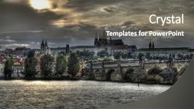  Presentation with prague - Audience pleasing PPT theme consisting of prague castle and charles bridge backdrop and a  colored foreground