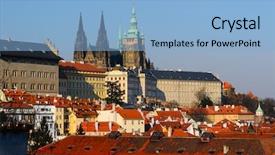  Presentation with czech republic - Beautiful presentation theme featuring prague castle and old town czech republic backdrop and a light blue colored foreground